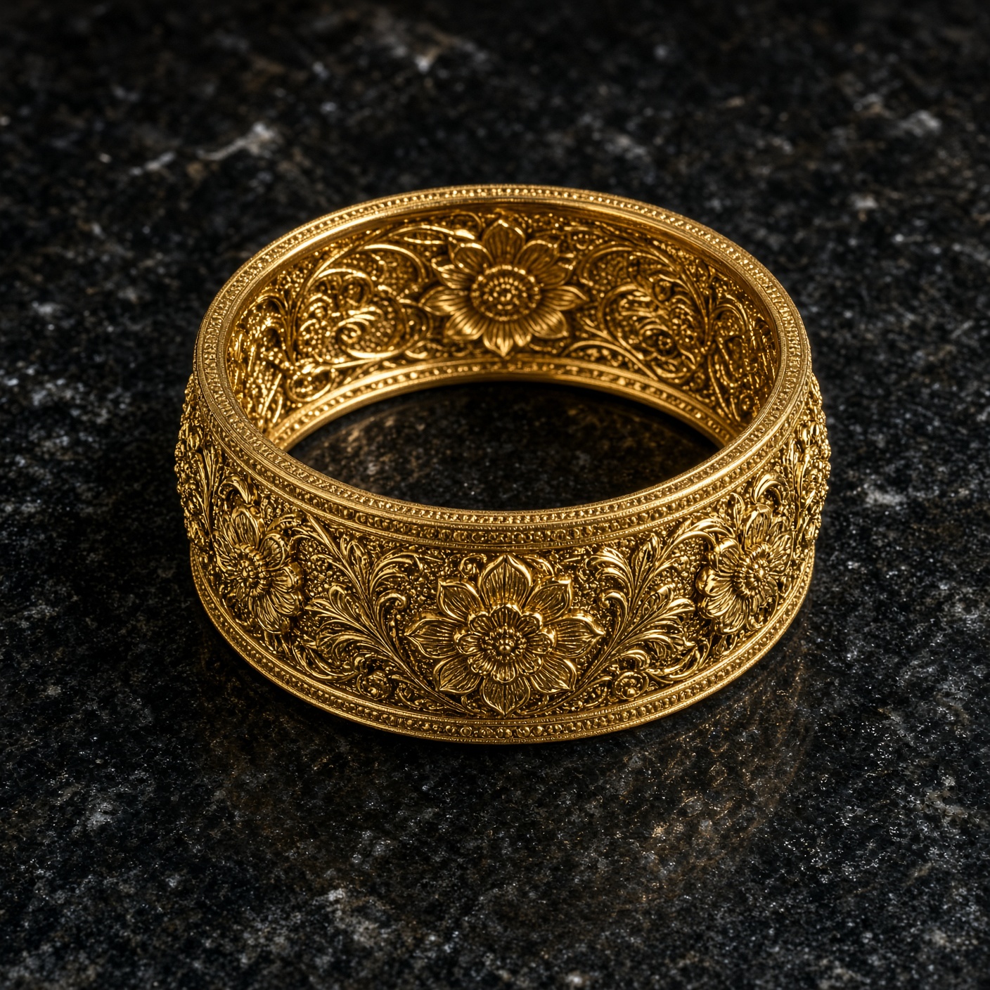 Engraved gold bangle